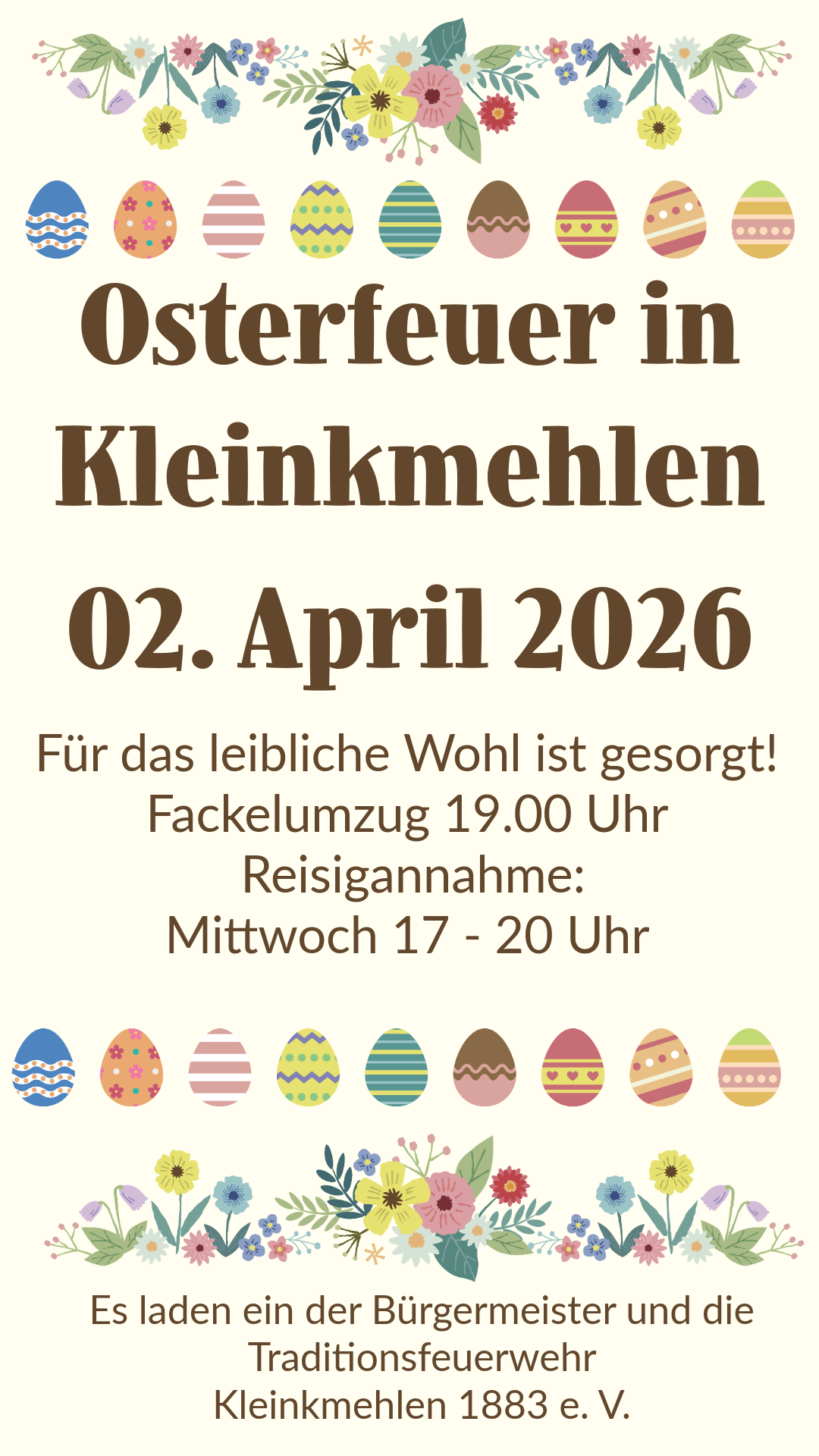 Plakat Kleinkmehlen Osterfeuer